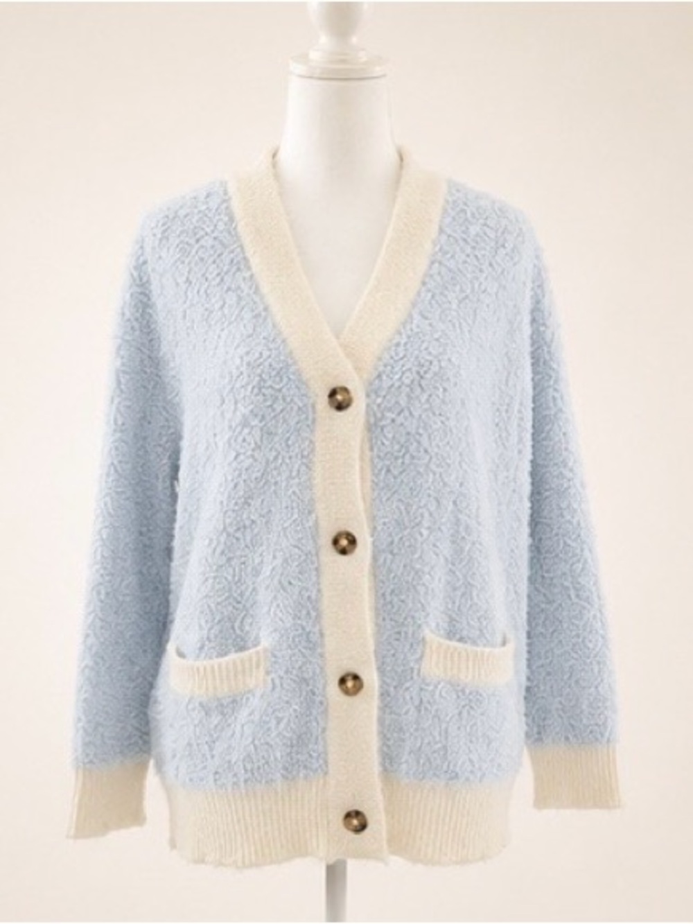 Powder Blue Super Soft Teddy Cardigan - Women’s Medium